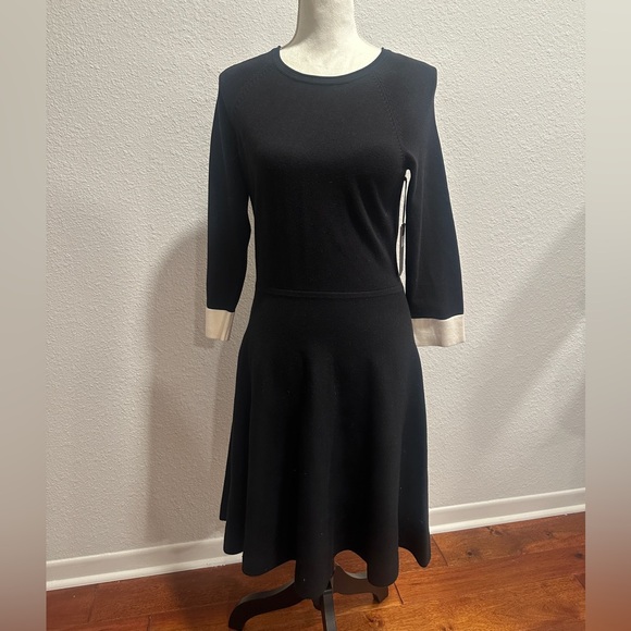 Vince Camuto Black Dress with Cream Accents - Picture 1 of 6